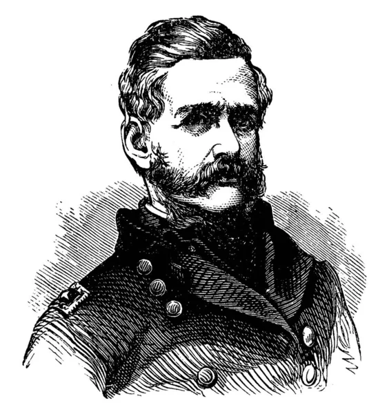 Ord 1818 1883 彼はアメリカのエンジニアとアメリカ合衆国陸軍将校 ビンテージ ライン描画または彫刻の図 — ストックベクタ