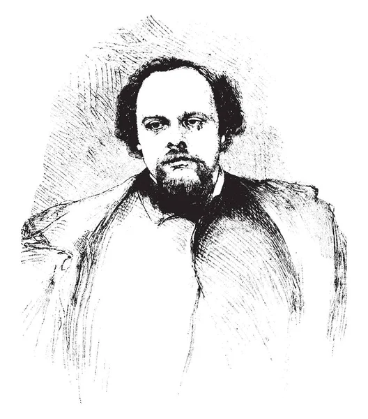 Dante Gabriel Rossetti 1828 1882 Hän Oli Brittiläinen Runoilija Kuvittaja — vektorikuva