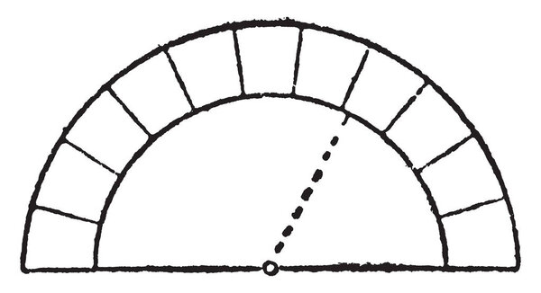 Semicircular Arch center is same line with its springers, Roman, half circle, strong, structure, vintage line drawing or engraving illustration.