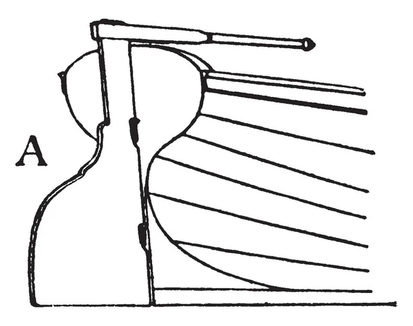 舵は船尾のポスト後部は 多かれ少なかれその側を公開するように茎で水 ビンテージの線描画や彫刻図の抵抗になって舵の部分 — ストックベクタ