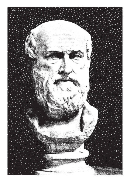 vintage styled illustration of roman male head sculpture