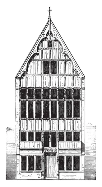 Hus Mechelen Vintage Ingraverad Illustration Industriella Encyklopedi Lami 1875 — Stock vektor