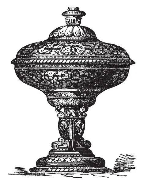 Váza Jindřicha Ware Skládající Prosklené Bílé Ozdobné Částí Vintage Kreslení — Stockový vektor