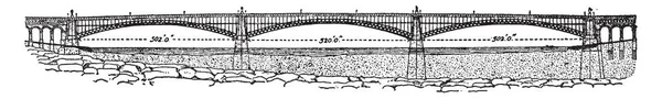 Louis Bridge Puente Combinado Acero Por Carretera Ferrocarril Sobre Río — Vector de stock