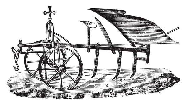 Charrue Bascule Mixte Bajac Delahaye Illustration Gravée Vintage Encyclopédie Industrielle — Image vectorielle