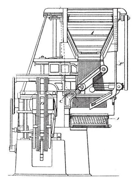 Иллюстрация Представляет Собой Функцию Работы Ранней Модели Линотипической Машины Рисунок — стоковый вектор