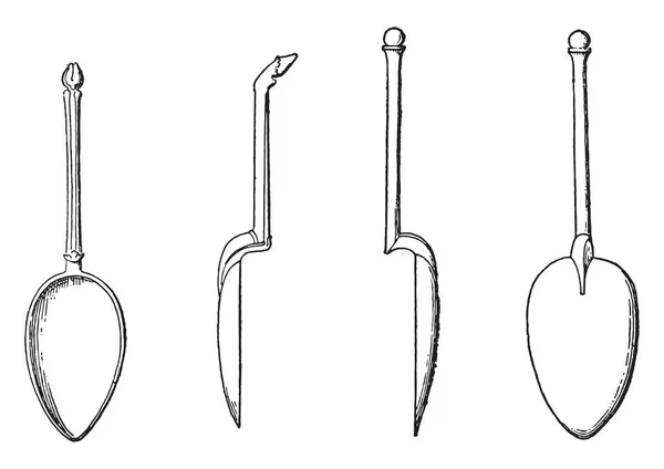 ポンペイ ビンテージの刻まれた図は スプーン — ストックベクタ