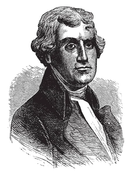 Thomas Jefferson 1743 1826 Amerikanischer Gründervater Hauptautor Der Unabhängigkeitserklärung Dritter — Stockvektor
