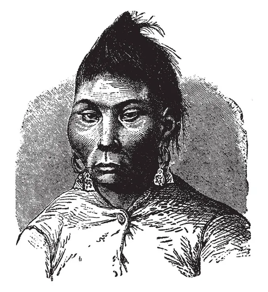 Yakut Woman Pueblo Túrquico Asociado Con República Sakha Dibujo Líneas — Vector de stock