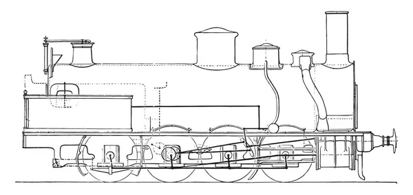 Máquina Mercancías Cuatro Ejes Acoplado Northern Railway Ilustración Grabada Vintage — Vector de stock