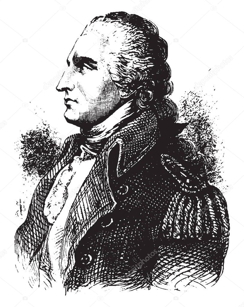 Benedict Arnold, 1741-1801, he was a general during the American revolutionary war who betrayed his country to Britain, vintage line drawing or engraving illustration