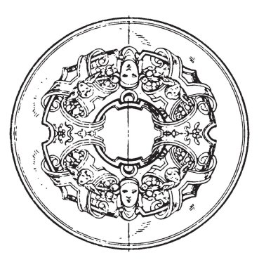 16. yüzyıl, vintage çizgi çizme veya oyma illüstrasyon sırasında Rönesans kayış çalışma kenarlık ve kenar boşluğu tasarlanmıştır.