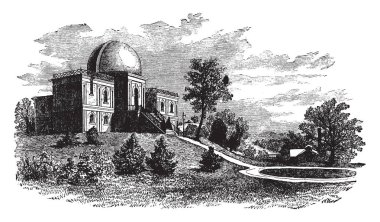 Vassar Gözlemevi Vassar college New York, vintage çizgi çizme veya oyma illüstrasyon bulunmaktadır.