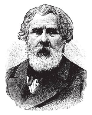 Ivan Sergyevich Turgenieff, 1818-1883, o bir Rus romancı, öykü yazarı ve oyun yazarı, vintage çizgi çizme veya oyma illüstrasyon yapıldı.