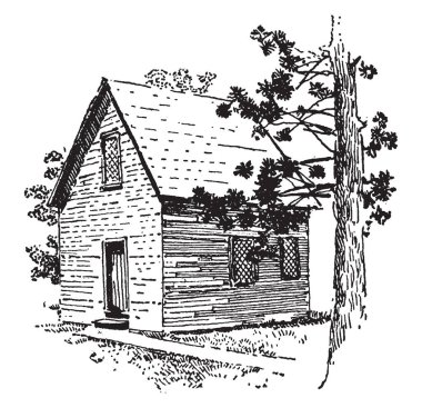 House, Roger bir bağnaz olan Williams toplantı, bir İngiliz reform teolog, vintage satır çizim veya gravür illüstrasyon.