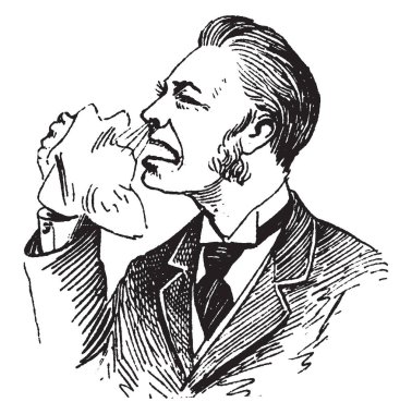 Hasta adam hapşırma arte genellikle burun mukus, vintage çizim için rahatsız edici veya illüstrasyon oyma yabancı parçacıklar tarafından neden.