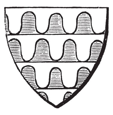 Varus kalkan argent masmavi mavi tentürler, vintage çizgi çizme veya oyma illüstrasyon.