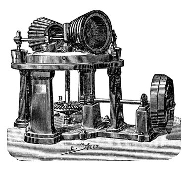 Threshing machine dough, vintage engraved illustration. Industrial encyclopedia E.-O. Lami - 1875. clipart