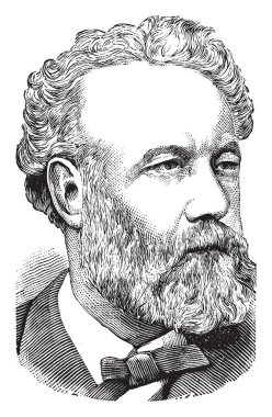 Jules Vern 1828-1905, o bir Fransız yazar, şair ve oyun yazarı, vintage çizgi çizme veya oyma illüstrasyon yapıldı.
