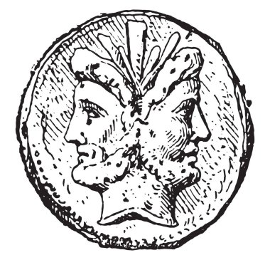 Janus, vintage engraved illustration clipart