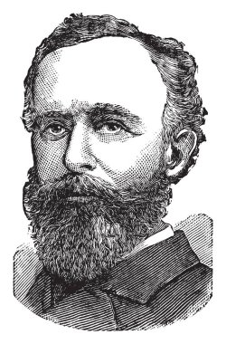 Edward Sylvester Morse, 1838-1925, he was an American zoologist and orientalist, vintage line drawing or engraving illustration clipart