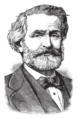 Giuseppe Verdi, 1813-1901, o bir İtalyan opera, Aida ve Il Trovatore, vintage çizgi çizme veya oyma illüstrasyon için ünlü besteci