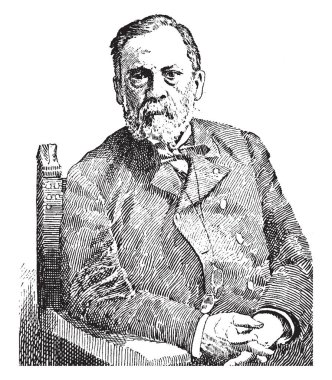 Louis Pasteur, Fransız biyolog, mikrobiyolog ve kimyager, vintage çizgi çizme veya oyma illüstrasyon o 1822-1895, kimyager