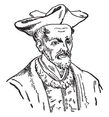 François Rabelais, 1494-1553, o bir Fransız Rönesans yazar, doktor ve Yunan bilim adamı, vintage çizgi çizme veya oyma illüstrasyon yapıldı.