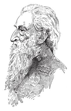 Bir İngiliz Metodist vaiz, salvation army kurucusu, ilk genel kurtuluş ordusu, vintage çizgi çizme veya oyma illüstrasyon William Booth, 1829-1912, o oldu