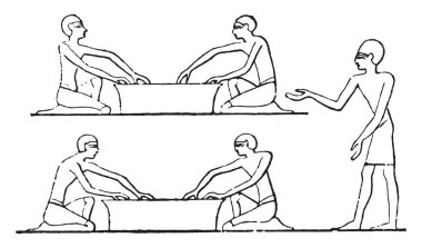 Altın yıkama işçileri, vintage illüstrasyon kazınmış.