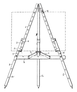 Sanat şövale Ayrıca Mayıs vardır ekran, vintage çizgi çizme veya oyma illüstrasyon için dekoratif olmak.