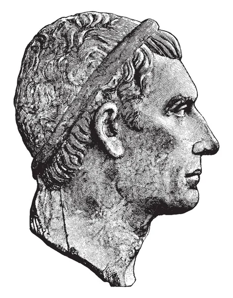 Busto Júlio César Ele Era Político Romano Geral Desenho Linha — Vetor de Stock