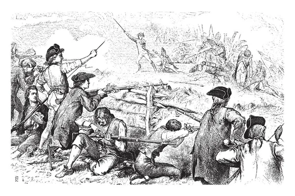 Battle American Revolution Named Bunker Hill Vintage Line Drawing Engraving — Stock Vector