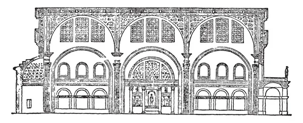 Bazilika Templom Béke Constantinus Maxentius Származik Görög Vintage Vonalas Rajz — Stock Vector