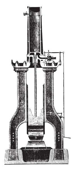 Nasmyth Hammer Vintage Engraved Illustration Industrial Encyclopedia Lami 1875 — Stock Vector