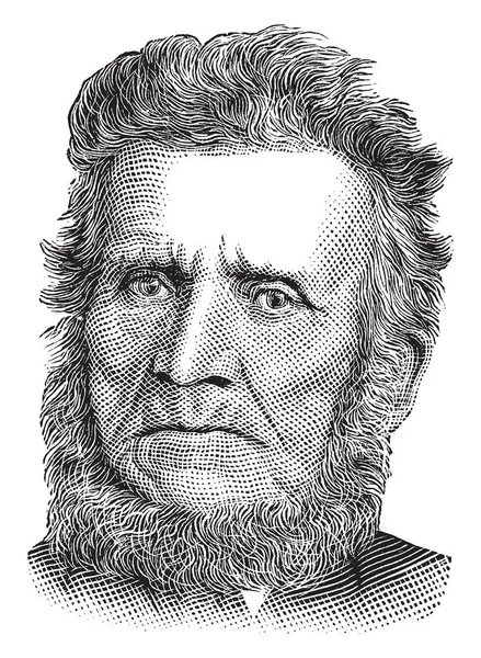 ジョン ブラウン 1800 1859 彼はアメリカ廃止論者 ハーパーズ フェリー 1858 年に解放運動を開始する ビンテージの線描画や彫刻イラストで連邦政府の武器庫の襲撃を率いて — ストックベクタ
