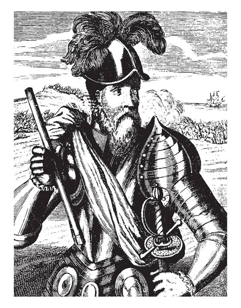 Francisco Pizarro 1471 1541 Adalah Seorang Conquistador Spanyol Yang Memimpin - Stok Vektor