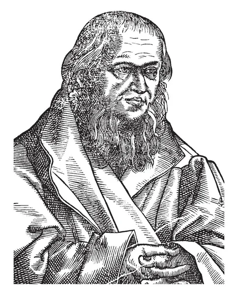 ヨハネス 1477 1547 彼は有名な天文学者と地図製作者 ビンテージの線の描画や彫刻イラスト — ストックベクタ
