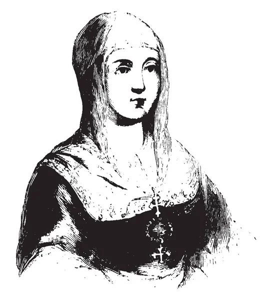 Isabelle Castille 1451 1504 Elle Était Reine Castille Aragon Dessin — Image vectorielle