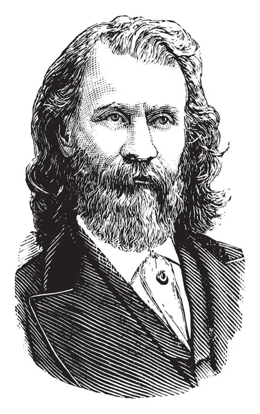 Joaquin Miller 1837 1913 Poeta Fronteirista Americano Desenho Linha Vintage —  Vetores de Stock