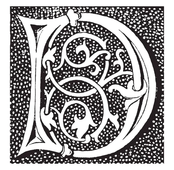 Декоративна Велика Літера Вінтажний Малюнок Лінії Або Гравюрна Ілюстрація — стоковий вектор