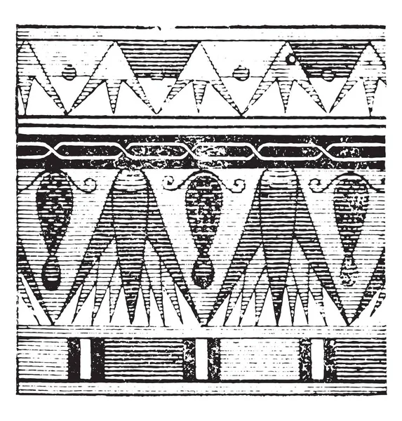 Ornamentul Egiptean Desenează Morminte Din Corna Ilustrație Gravată Epocă — Vector de stoc