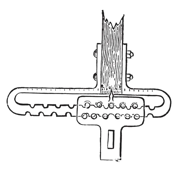 Linear Differential Regulator Vintage Engraved Illustration Industrial Encyclopedia Lami 1875 — Stock Vector