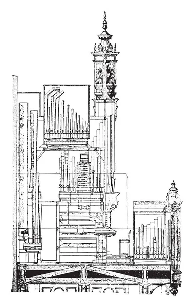 Het Snijden Van Het Orgel Van Kathedraal Van Saint Brieuc — Stockvector