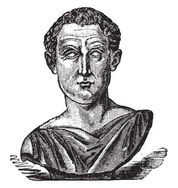 米南德 342 290 公元前 他是希腊剧作家和雅典新喜剧的著名代表 复古线条绘画或雕刻插图 — 图库矢量图片