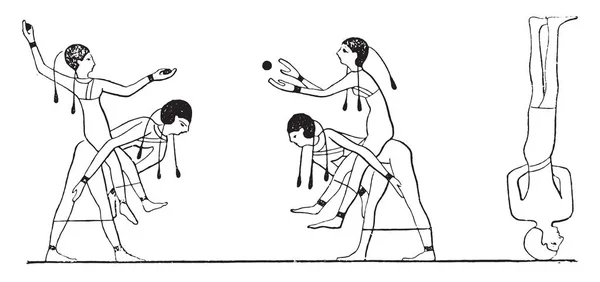 Jeux Des Egyptiens Illustration Gravée Vintage — Image vectorielle