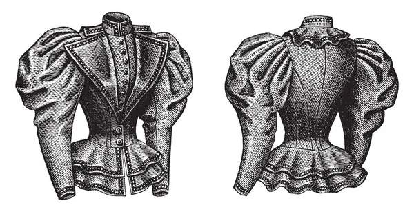 Куртці Набиті Рукави Вінтажний Малюнок Лінії Або Гравюрна Ілюстрація — стоковий вектор