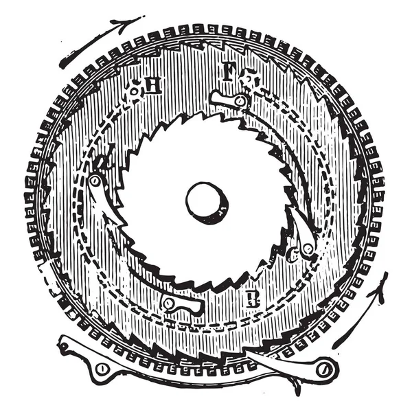 Всередині Секундомір Ракета Допоміжного Джерела Vintage Вигравірувано Ілюстрації Промислові Енциклопедія — стоковий вектор