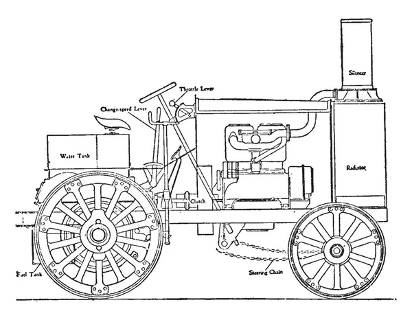 Marshall Mezőgazdasági Hidraulikus Fogaskerék Traktor Tüzelőanyag Tartály Alján Hátul Traktor — Stock Vector