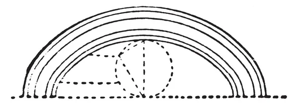 Arc Cycloïdal Ligne Elliptique Cercle Dessin Ligne Vintage Gravure Illustration — Image vectorielle